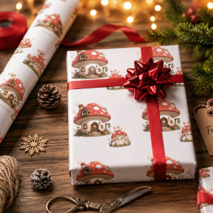 Maison Champignon Mignonne Papier Cadeau   Lit Enf