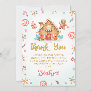 Maison Cute Gingerbread Carte de remerciements d'a