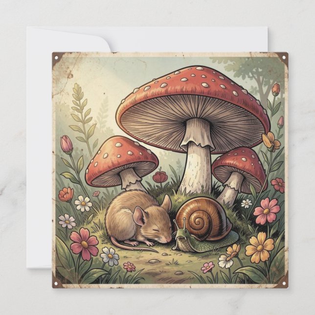 Maison de Campagne Rétro Champignons et Faune (Devant)