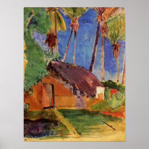 'Maison de chaume sous les palmiers' - Impression 
