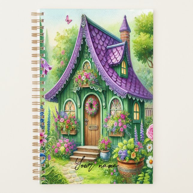 Maison de conte de fée magique vert pourpre (Devant)