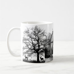 Maison de graphisme noir et blanc et Mug d'arbres