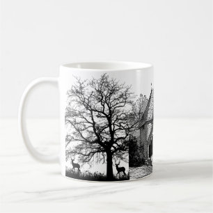 Maison de graphisme noir et blanc et Mug d'arbres