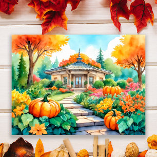 Maison de jardin d'automne avec affiche murale Cit