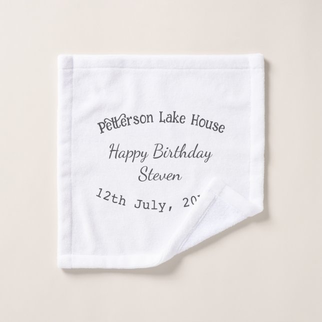 Maison de lac plage joyeux anniversaire ajouter no (Gant de toilette)