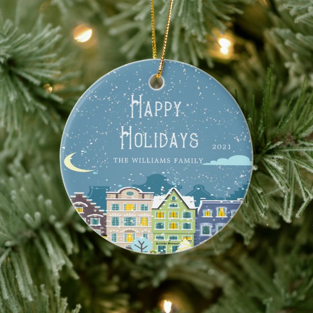 Maison de Noël Jour de la Neige Photo Ornement de  (Arbre)