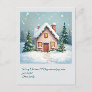 Maison de Noël. Joyeux Noël ! Carte de vacances