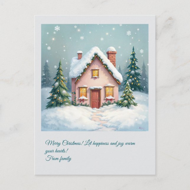 Maison de Noël. Joyeux Noël ! Carte de vacances (Devant)