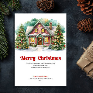 Maison de Noël magique carte de scène hivernale jo