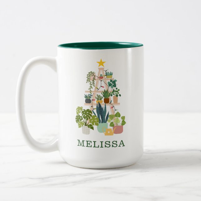 Maison de Noël PlanteMug Mug de café à deux tons (Gauche)