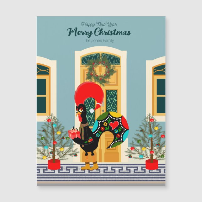 Maison de Noël portugaise avec Rooster Salutations (Devant)