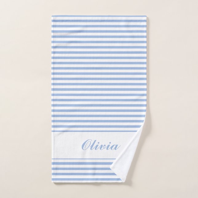Maison de plage à rayures bleues et blanches (Serviette à main)