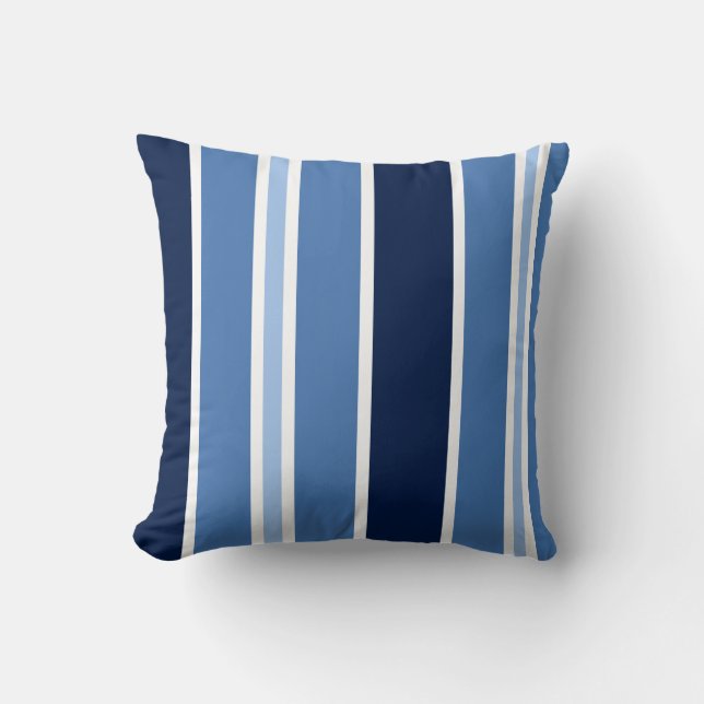 Maison de plage Coussin rayé bleu et blanc (Recto)