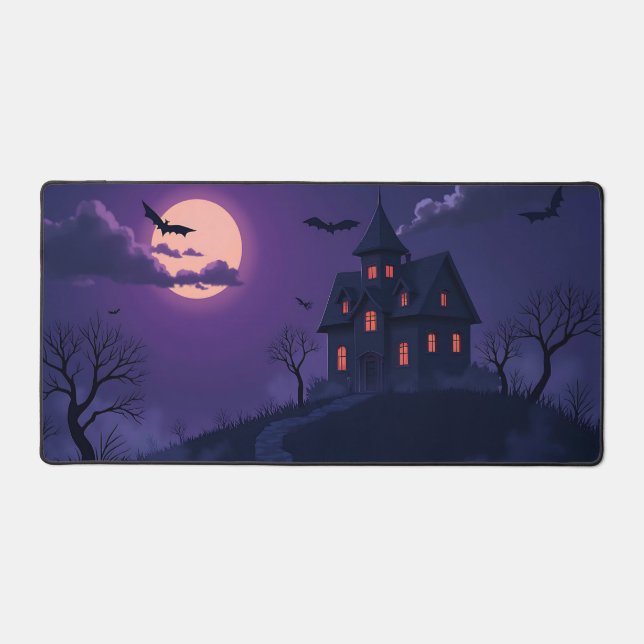 Maison éffrayante et chauves-souris Halloween Mat  (Recto)