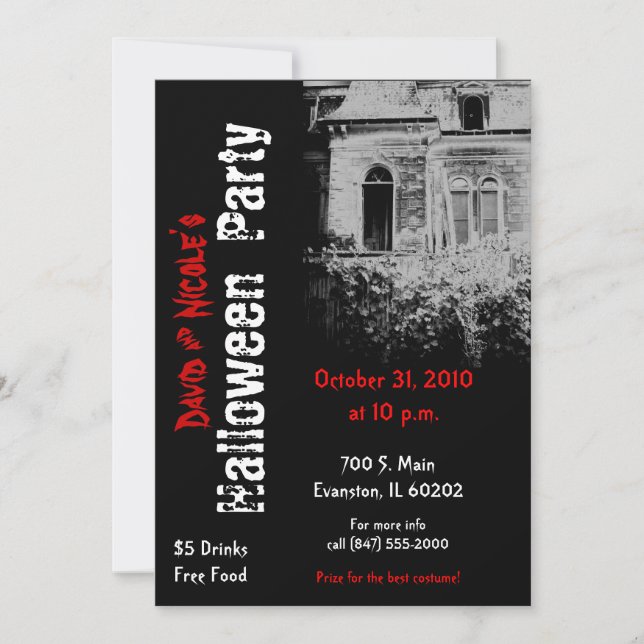 Maison éffrayante halloween invitation à la fête (Devant)
