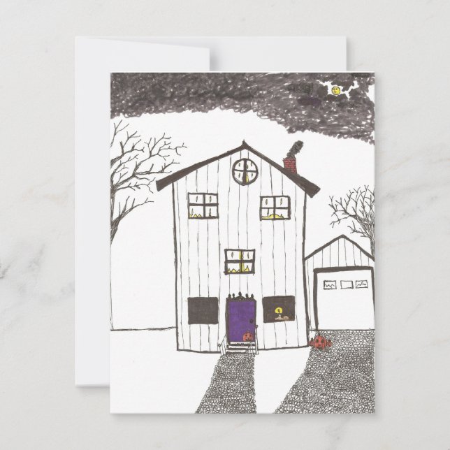 Maison Éffrayante invitation Halloween (Devant)