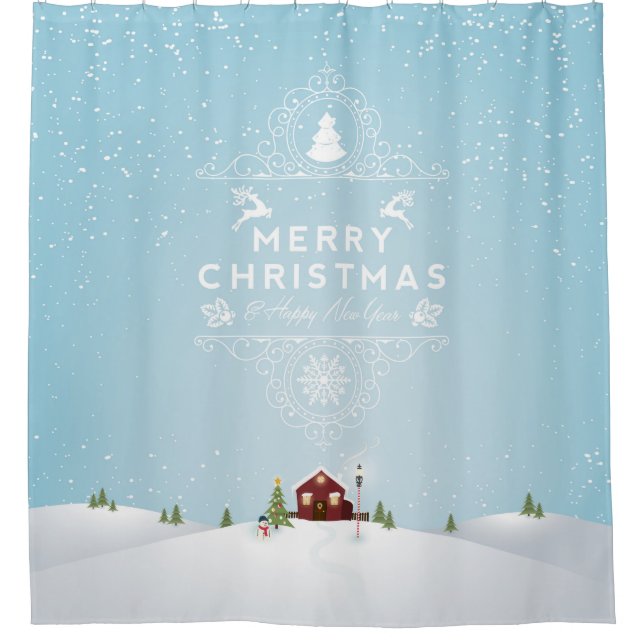 Maison en Neige rideau de douche de Noël (Devant)