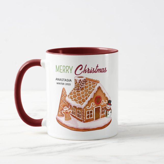 Maison en pain d'épice Café de Noël Mug (Gauche)