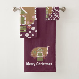 Maison en pain d'épices Ensemble de serviettes de 