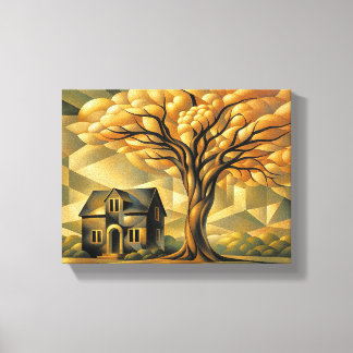 Maison et arbre dans l'Art Déco