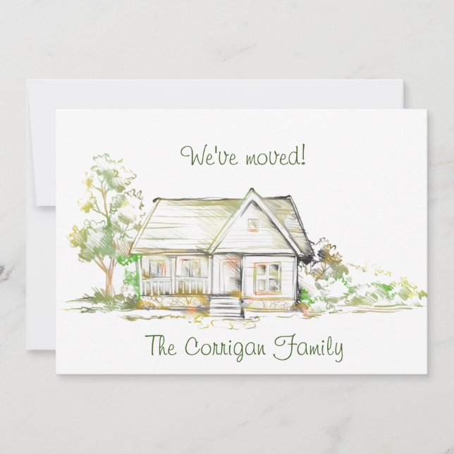 Maison et arbres Nouvelle adresse Carte Faire-part (Devant)