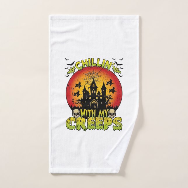 Maison hantée de Chill Creeps Halloween Sorcières  (Serviette à main)