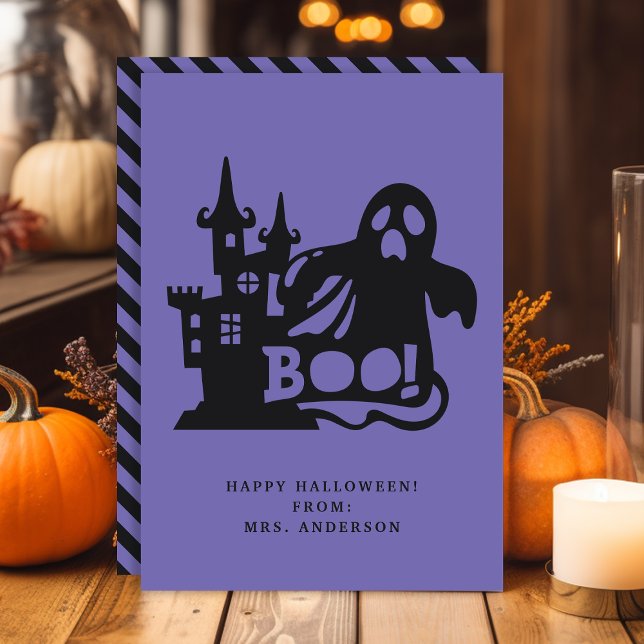 Maison hantée fantôme Boo Halloween carte de salle (Créateur téléchargé)