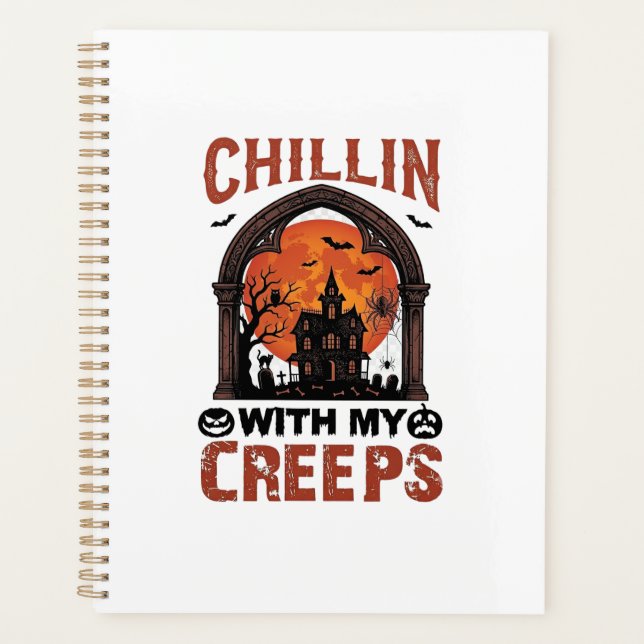 Maison hantée Halloween Chillin Creeps Lune Orange (Devant)