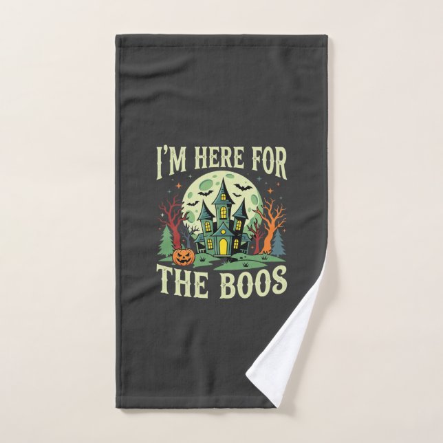 Maison Hantée Halloween et Citrouilles Fantômes (Serviette à main)