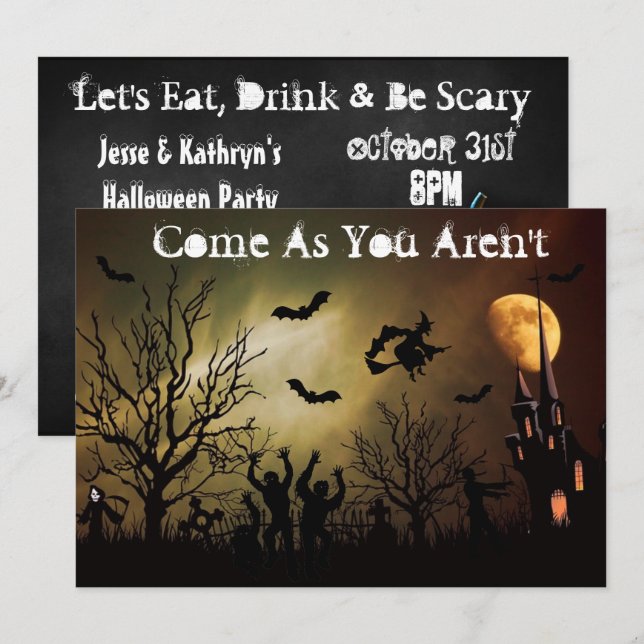 Maison hantée Halloween Fête Invitation (Devant / Derrière)