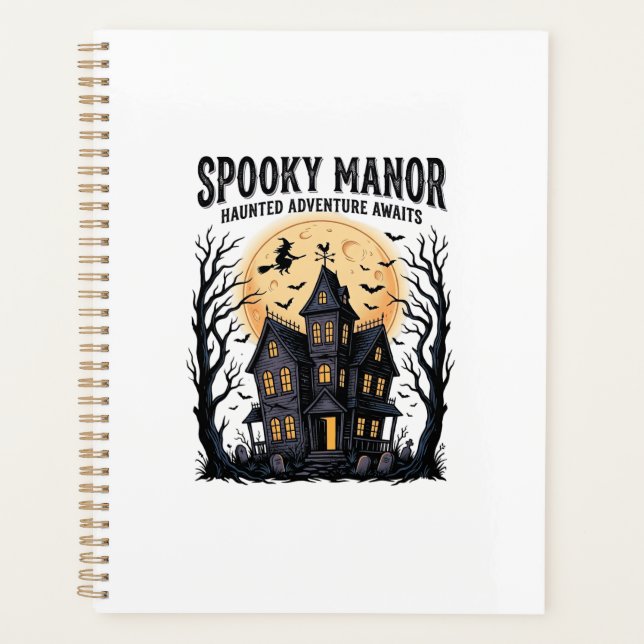 Maison Hantée Halloween Gravure Vintage Art Spooky (Devant)