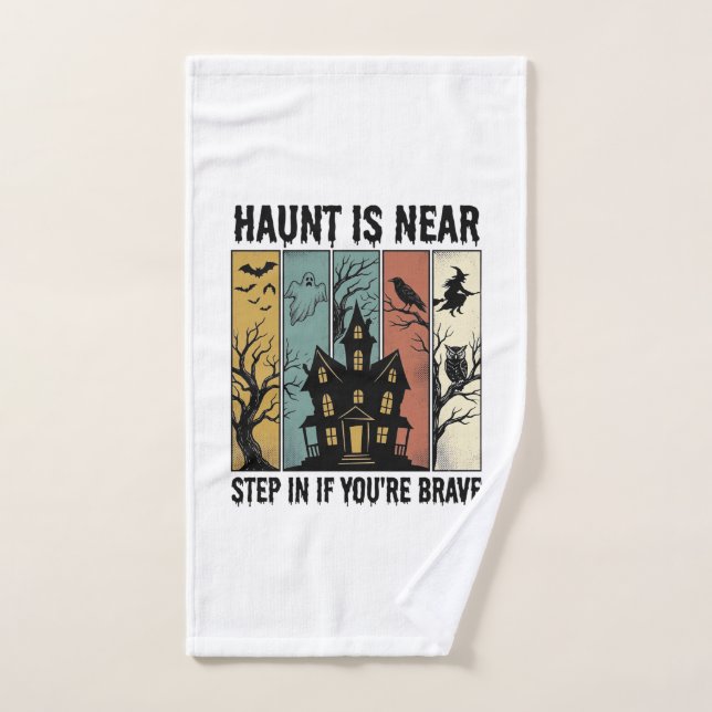 Maison Hantée Halloween Gravure Vintage Épouvantab (Serviette à main)