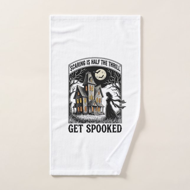 Maison Hantée Halloween Gravure Vintage Horreur S (Serviette à main)