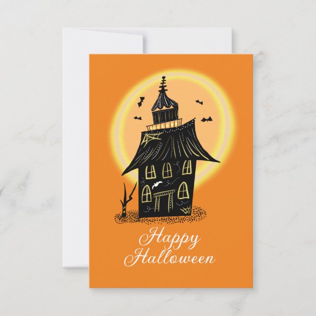 Maison hantée Halloween noire orange (Devant)