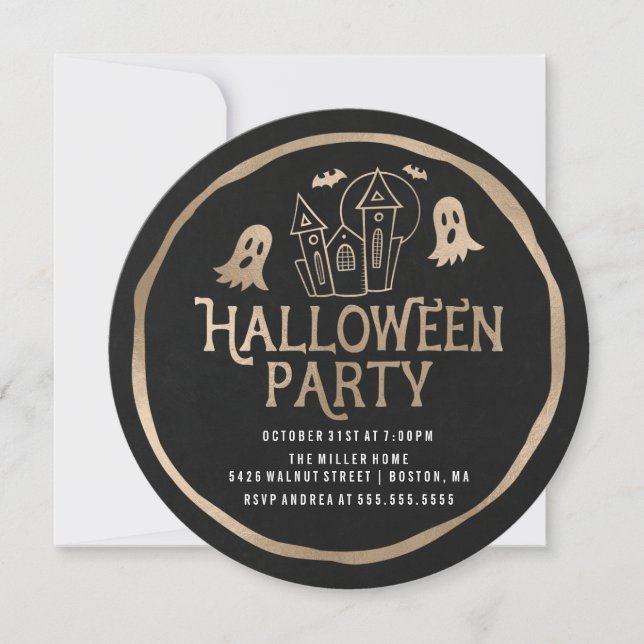 Maison hantée | Invitation de la fête d'Halloween (Devant)