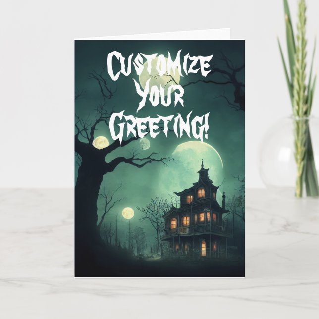 Maison Hantée Personnalisable Carte Pliée (Devant)