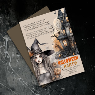 Maison hantée   Witch Halloween Poem Invitation