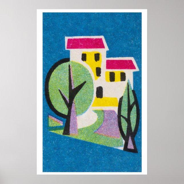 Maison Jaune - Impression Boîte d'Allumettes - Art (Devant)