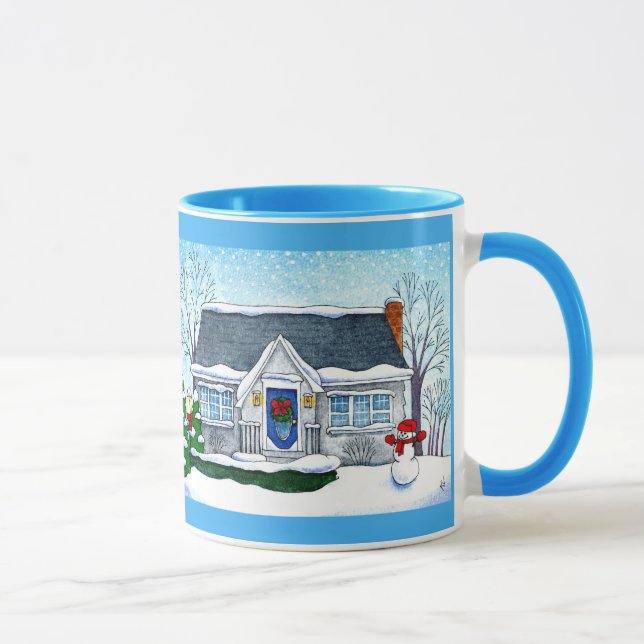 Maison mignonne de Noël avec la tasse de bonhomme (Droite)
