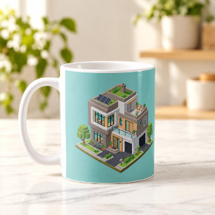 Maison Moderne Isométrique Tasse d'Architecture Mi
