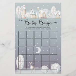 Maison neige hiver baby shower bébé jeu de bingo