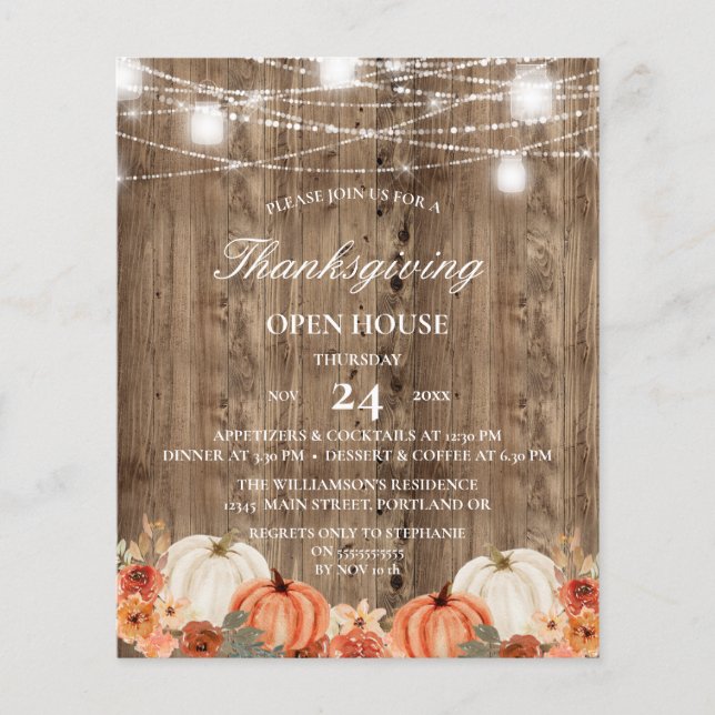 Maison ouverte de Thanksgiving Florale en Bois Rus (Devant)