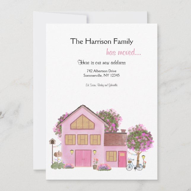 Maison peinte à la main Déménagement Faire-part (Devant)