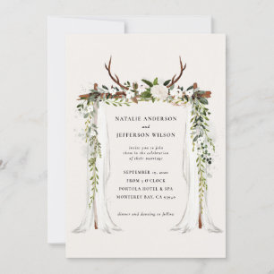 Maison rustique ferme cerf feuillage invitation ma