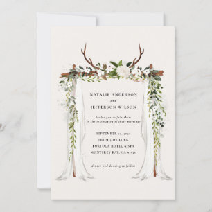 Maison rustique ferme cerf feuillage invitation ma