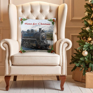 Maison sur le train pour le coussin de Noël