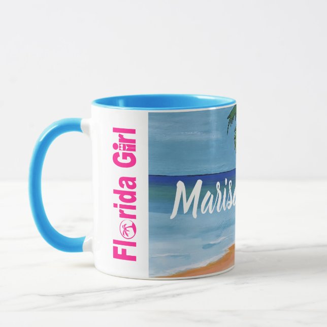 Maison sur une Mug de plage avec votre nom (Gauche)