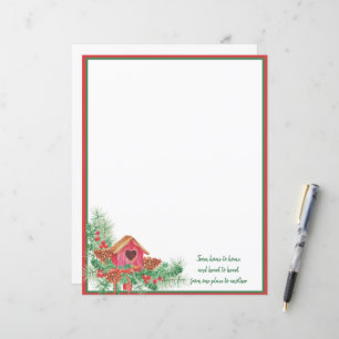 Maisonnette à oiseaux Noël aquarelle mignonne
