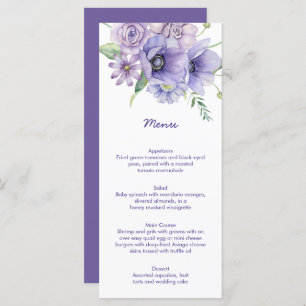 Maisonnettes violettes, Anémones, Menu Floral Rose