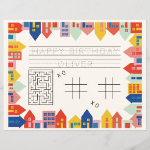 Maisons colorées Anniversaire Activité Set de tabl